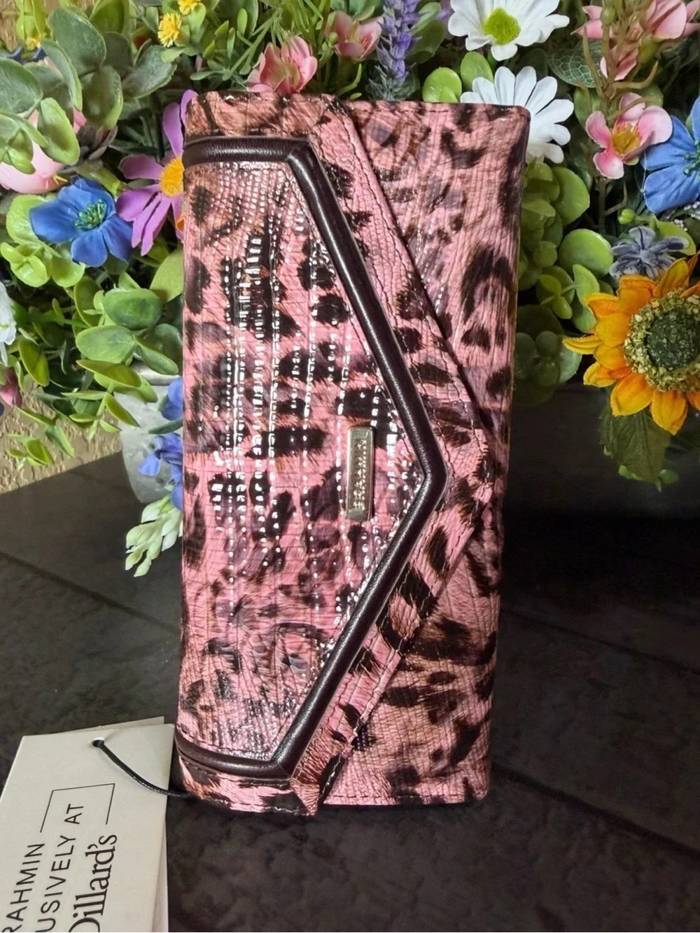 BRAHMIN VERONICA BLUSH WINSLET LEATHER WALLET ANIMAL PRINT LEOPARD NWT
